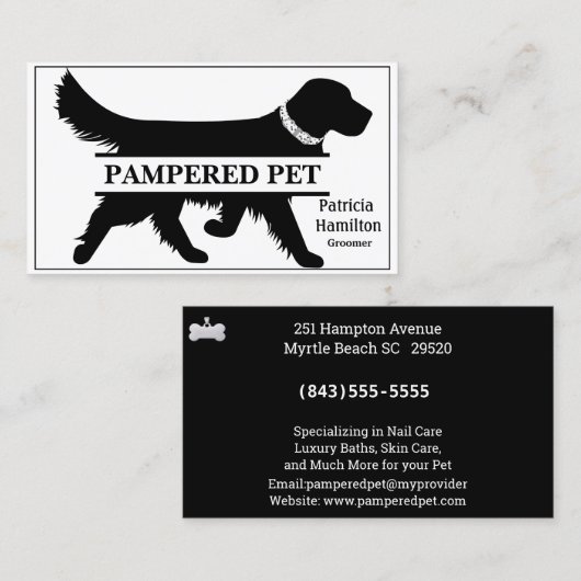 Golden Retriever Pet Groomer/Vet Visitenkarte (Vorne/Hinten)