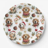 Golden Retriever Pet Hund Weihnachtsmuster Pappteller (Vorderseite)