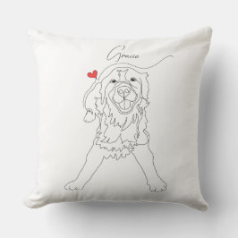 Golden Retriever Pet Line Art with Name Kissen