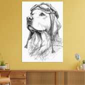 Golden Retriever Pilot Marble Statue Canvas Art Leinwanddruck (Insitu (Wohnzimmer))