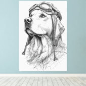Golden Retriever Pilot Marble Statue Canvas Art Leinwanddruck (Insitu (Holzboden))