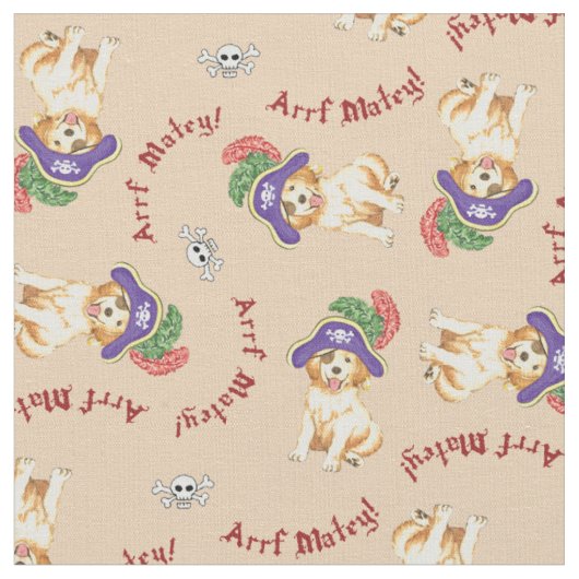 Golden Retriever Pirate Fabric Stoff (Nahaufnahme)