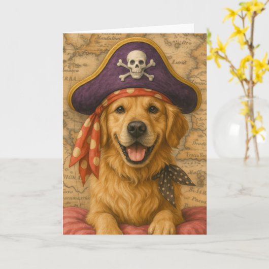 Golden Retriever Pirate Karte (Gelbe Blume)