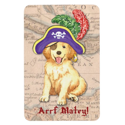 Golden Retriever Pirate Magnet (Vertikal)