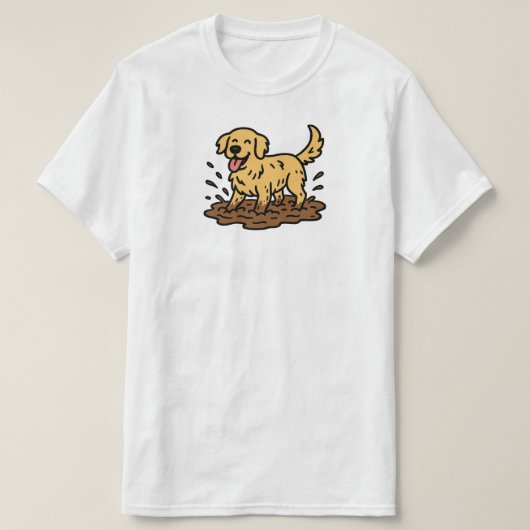 Golden Retriever Playing Mud T-Shirt (Design vorne)