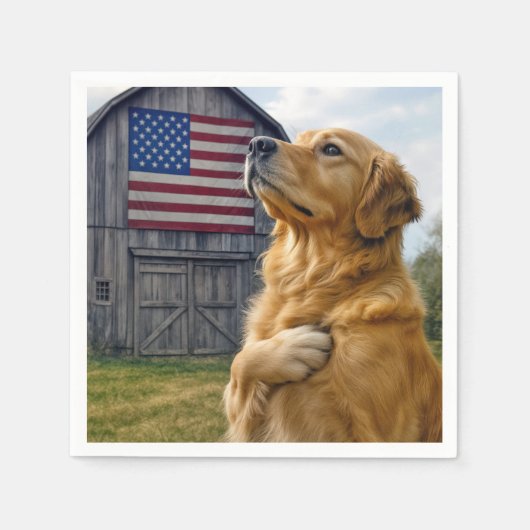 Golden Retriever Pledging Allegion Serviette (Vorderseite)