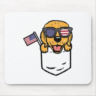 Golden Retriever Pocket American USA 4. Juli F Mousepad