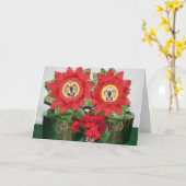 Golden retriever-Poinsettia-Feiertag Karte (Gelbe Blume)