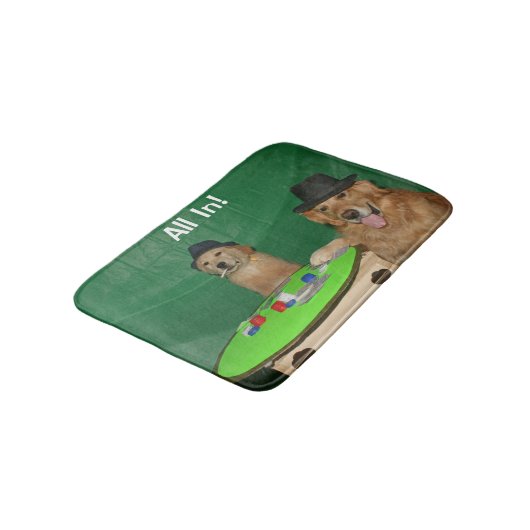 Golden Retriever Poker Pups Badematte (Schrägansicht)