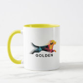 Golden retriever poligonal en amarillo y azul tasse (Links)