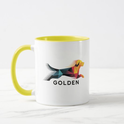 Golden retriever poligonal en amarillo y azul tasse (Links)