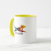 Golden retriever poligonal en amarillo y azul tasse (Vorderseite Links)