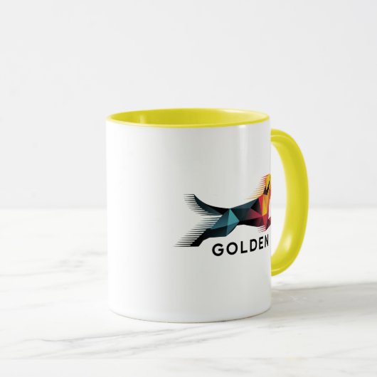 Golden retriever poligonal en amarillo y azul tasse (VorderseiteRechts)
