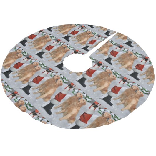 Golden Retriever Polyester Weihnachtsbaumdecke (Schrägansicht)