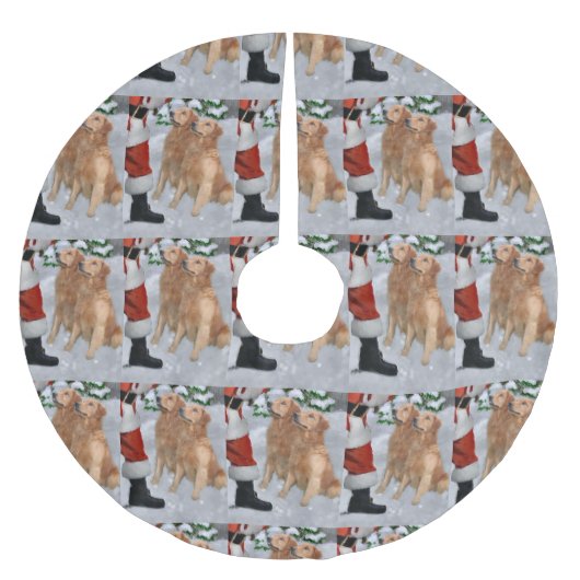 Golden Retriever Polyester Weihnachtsbaumdecke (Vorderseite)