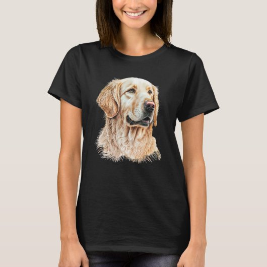 Golden Retriever Portrait Hand Drawn Art Dog Lover T-Shirt (Vorderseite)