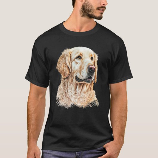 Golden Retriever Portrait Hand Drawn Art Dog Lover T-Shirt (Vorderseite)
