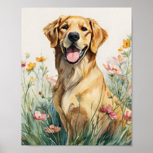 Golden Retriever Portrait Poster - Aquarellhund