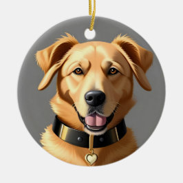 Golden Retriever Portrait Tragetran Schwarzes Coll Keramik Ornament
