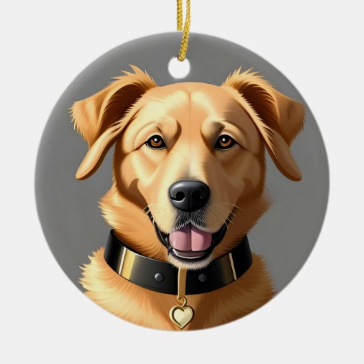 Golden Retriever Portrait Tragetran Schwarzes Coll Keramik Ornament (Vorne)