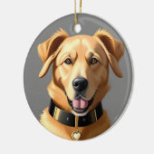 Golden Retriever Portrait Tragetran Schwarzes Coll Keramik Ornament (Links)