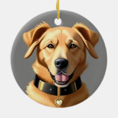 Golden Retriever Portrait Tragetran Schwarzes Coll Keramik Ornament (Hinten)