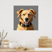 Golden Retriever Portrait Tragetran Schwarzes Coll Poster (Küche)