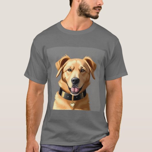 Golden Retriever Portrait Tragetran Schwarzes Coll T-Shirt (Vorderseite)
