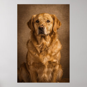 Golden Retriever-Porträt mit nachdenklichem Blick Poster