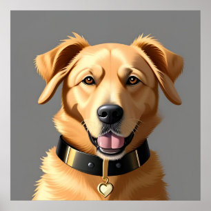 Golden Retriever-Porträt mit schwarzer Kollar Poster