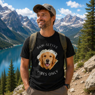 Golden Retriever Positive Vibes Only Foto Schwarz T-Shirt