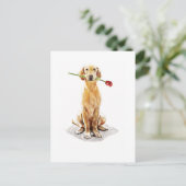 Golden Retriever Postkarte – Aquarell Kunst (Stehend Vorderseite)