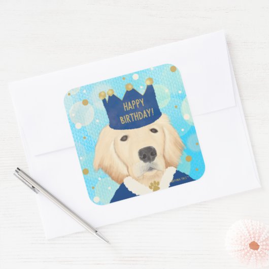 Golden Retriever Prince Birthday Sticker (Umschlag)