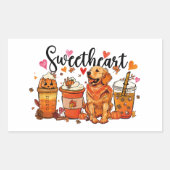 Golden Retriever Pumpkin-Kaffee Rechteckiger Aufkleber (Vorderseite)