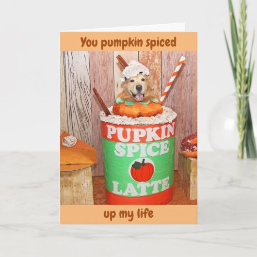 Golden Retriever Pumpkin Spice Latte Vielen Dank Dankeskarte (Vorderseite)