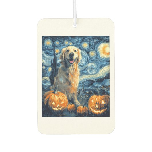 Golden Retriever Pumpkin Starry Night Dog Mom Van Autolufterfrischer (Vorderseite)