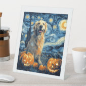Golden Retriever Pumpkin Starry Night Dog Mom Van Sockelschild (In Situ)