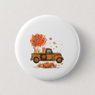 Golden Retriever Pumpkin Truck Herbstleaf Fall Button