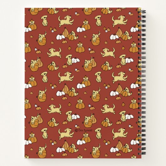 Golden Retriever Pumpkins Muster Spiral Notebook Notizblock (Rückseite)