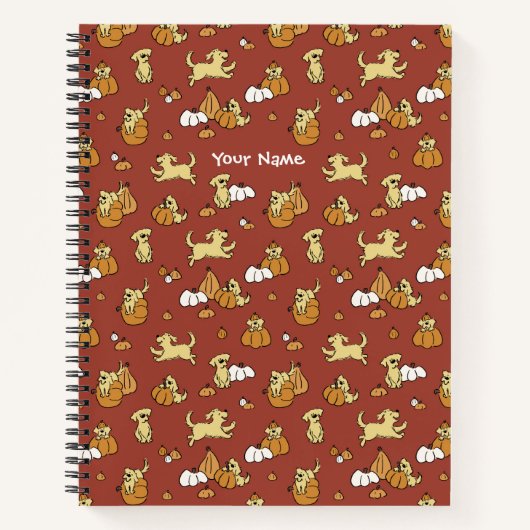 Golden Retriever Pumpkins Muster Spiral Notebook Notizblock (Vorderseite)