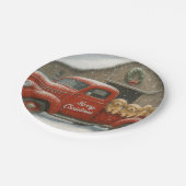 Golden Retriever Puppies in an old truck Christmas Pappteller (Schrägansicht)