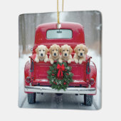 Golden Retriever Puppies In Christmas Truck Keramikornament (Links)