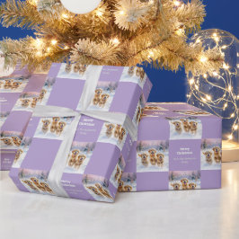 Golden Retriever Puppies in Snow Lilac Christmas Geschenkpapier