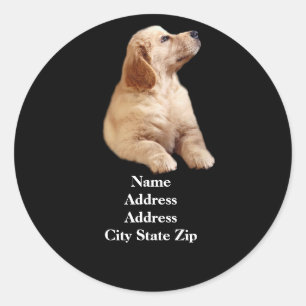 Golden Retriever Puppy Address Label Runder Aufkleber