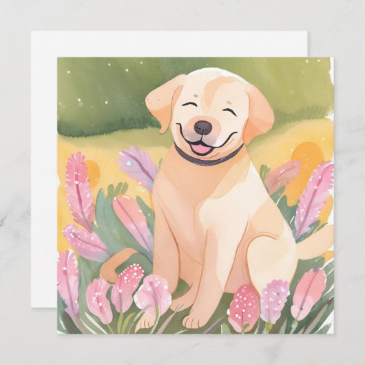 Golden Retriever Puppy | Aquarellfarbenkarte (Vorne/Hinten)