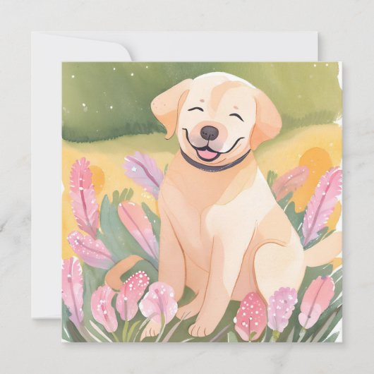 Golden Retriever Puppy | Aquarellfarbenkarte (Vorderseite)