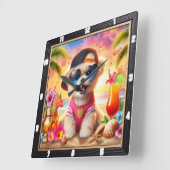 Golden Retriever Puppy Beach Time Quadratische Wanduhr (Winkel)