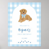 Golden Retriever Puppy Birthday Party Welcome Poster (Vorne)