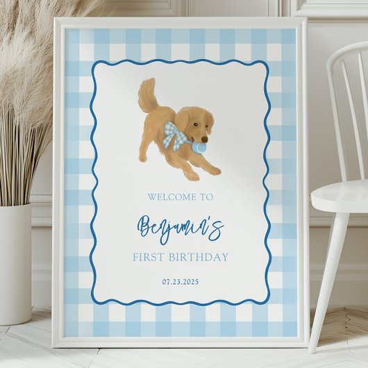 Golden Retriever Puppy Birthday Party Welcome Poster