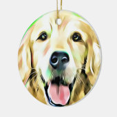Golden Retriever Puppy Dog Digitale Kunst Keramik Ornament (Links)